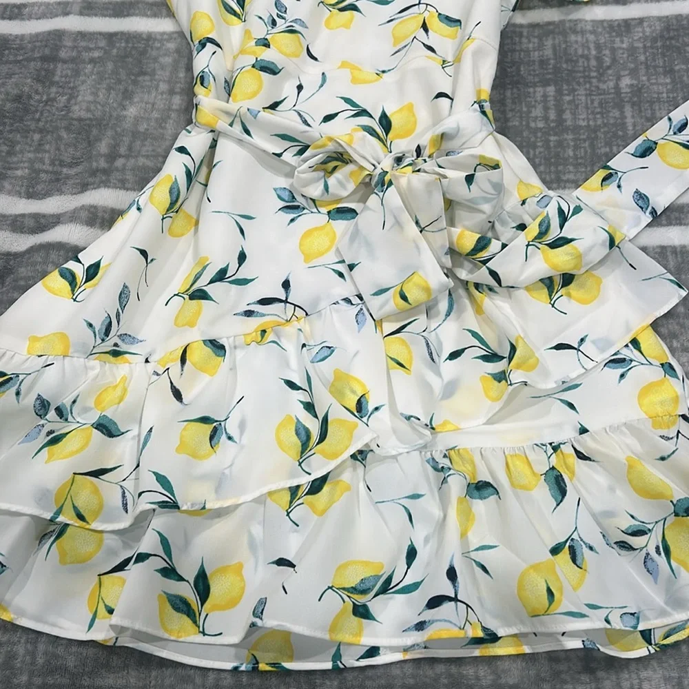 Banana Republic Yellow Lemon Print Mini Dress - Picture 2 of 9